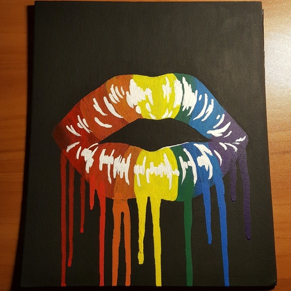 Other - Dripping Rainbow Lips Painting